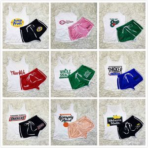 Designer Summer Womens 2 Two Piece Set Shorts Pants Yoga Outfits Tracksuits Letter Printed Casual Women Sexy Suspenders Tops Suit Plus Size