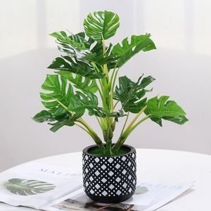 Ghirlande di fiori decorativi Stile nordico Pianta artificiale in vaso Abassiale Foglia Simulazione Bonsai per la casa Salotto Ufficio Giardino Plastica Verde