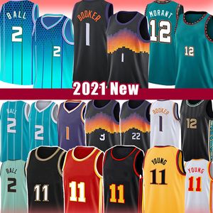 LaMelo Ball Devin Booker Ja Morant 농구 저지 Trae Young Chris Paul DeAndre Ayton Jerseys 2 1 12 11 3 22