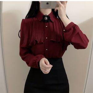 Bow Chiffon Girls Elegance All Match Gentle Chic Office Lady Blusar Stor Storlek Ersta Spring Högkvalitativa Skjortor 210525