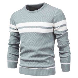 가을 풀 오버 남성 스웨터 O 넥 패치 워크 긴 소매 따뜻한 슬림 스웨터 남자 캐주얼 패션 스웨터 남성 의류 210809