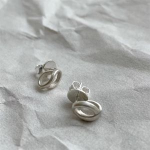 925 Sterling Silver Stud Trójwymiarowy pierścień Rodzaj Kolczyki Nicha Design Ins Simple Fashion All-Match Jewelry Akcesoria