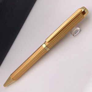 Luxury Pen Present Metal Hexagonal Grid Checkered Red Wood Box Classical Ballpoint Pennor för att skriva leveranser