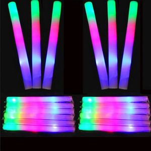 LED Stick Flashing Light Up Foam Glow Baton Rainbow Color Shinnying Gąbka Wand Do Koncert Partii Ślubnych Fans Favorits Y2