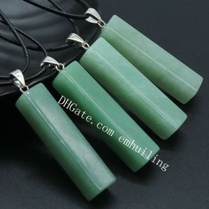 Kwadratowy Naturalny Zielony Aventurine Kwarcowy Kwarcowy Kryształ Kamienny Bar Wisiorek Naszyjnik Rzeźbione Polerowane półszlachetne Kamienie Szlachetne Naszyjniki Good Luck Jewelry Dla Kobiet