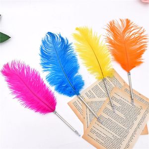 Creative Big Feather Ballpoint Pen Stationery Writing Pennor Julbröllop Presentkort Kontorskampanj