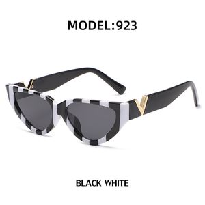 модные женские солнцезащитные очки «кошачий глаз» в маленькой оправе V-образной формы с золотым украшением, черно-белые полосатые зебры, индивидуальное очарование для подиума, последние трендовые женские солнцезащитные очки