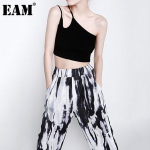 [EAM] Women Solid One Shoulder Hollow Out Tank Tops Asymmetrical Collar Sleeveless Personality Fashion Summer 1DD7089 21512