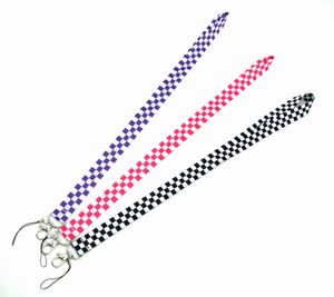 Caixas de Telefone Celular Encantos Quadrado Lattice Preto Branco Atacado Pescoço Lanyard Chaveiro Key Chaveiro ID do crachá