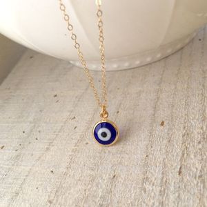 Collana Blue Evil Eye Vetro turco fatto a mano e oro 18kt riempito