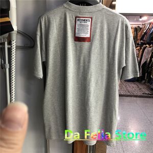 Casual Short Sleeve Gray T-Shirt Men Women Best Quality Logo Patch Tee Back Red Textile Label Tops