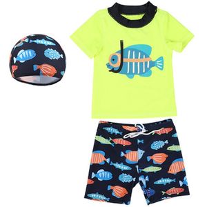 Sommer Kinder Badeanzug Jungen Kurzarm Split Athing Surfen Beathwear Baby Cartoons Surf Dreiteiliger Anzug 210625