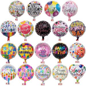 18 cali Happy Birthday Balloon Folia Aluminiowa Balony Helu Balon Mylar Balls for KKD Party Decoration Zabawki Globos DaJ389