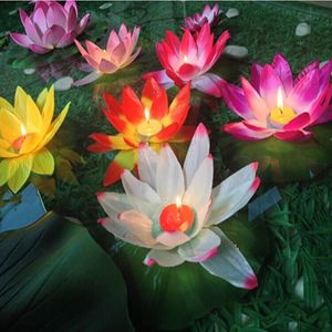 Party Decoration Floating Water Blessing Artificial Silk Lotus Flower Candle Light Multi Colors Wishing Lantern For Wedding Event Supplies