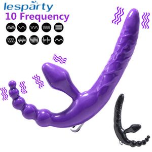 Strapless Strapon Dildo Vibrator Big Butt Plug Anal Toys for Adults Strap-ons for sex Lesbian Double Dildo Vibrators for Womenp0804