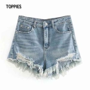 Summer Shorts Woman Jeans Ripped Tassel Ropa Mujer Female Denim Bottoms 210421