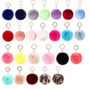 25 Colors 8cm Rabbit Fur Ball Keychain PomPom Plush Balls Handbag Key Ring Pendant