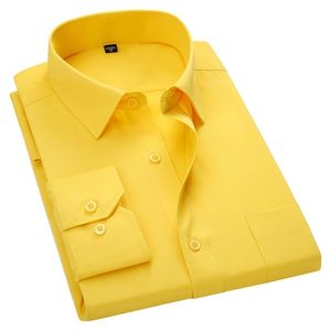 Мужская с длинным рукавом Slim Fit платье повседневная рубашка белый синий красный желтый мужской социальные кнопки рубашка плюс размер 3XL 4XL 5XL 6XL 7XL 8XL 210708