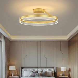 Chandeliers Modern Led Light Bedroom Study Home Indoor Lighting Luminaire Acrylic Lampshade Black Gold Painted Drop