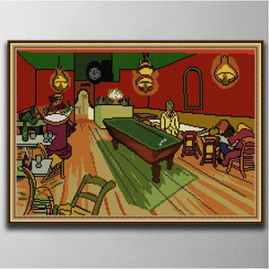 Van Gogh-The Night Caf￩ Handgefertigte Kreuzstich-Bastelwerkzeuge, Stickerei-Handarbeitssets, gezählter Druck auf Leinwand, DMC 14CT/11CT