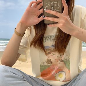 2 cores verão estilo coreano desenhos animados menina de manga curta t-shirt mulheres tops camiseta femme (f4305) 210423
