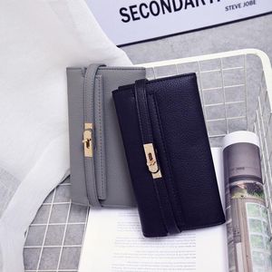 Fabrik Großhandel Frauen Tasche Joker Leder lange Brieftaschen Mode Schnalle Clutch-Taschen eleganter Gürtel verziert Damen Brieftasche Mode Leder Handtasche