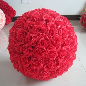 Sztuczne kwiaty Rose Ball Silk Pomander Kissing Dekorat Flower for Wedding Garden Decoration