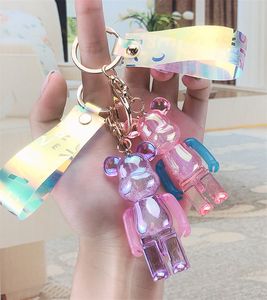 Crystal Bear Straps Bling Charms Llavero Muñeca Acrílico Bolsa de dibujos animados Colgante Joyería linda Llavero 6 colores Envío gratis