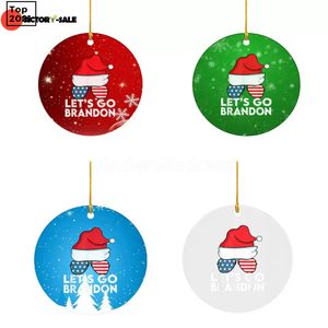 DHL Lets Go Brandon Christmas Tree Pendant Acrylic Tag Home Holiday Decoration 4 Colors FN17 x21