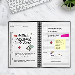 Tak A5 Smart Crashable Spiral Diary Notebook Office School Journal Business Prezent Planowanie Wielokrotnego Użytku Data Data Kraft Papier dla dzieciaka 210611