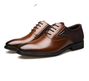 Svart Brown Lila Cowhide Men Klänning Skor Arbete Wear Style Round Toe Soft-Sole Fashion Business Oxfords Homme