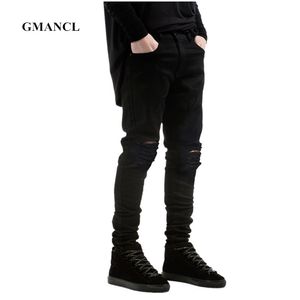 Mężczyźni Black Ripped Skinny Jeans Hip Hop Swag Denim Porysowany Rowerzysta Jeans Joggers Spodnie Znane Marka Designer Mężczyźni Spodnie 211120