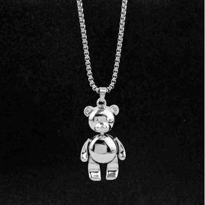 Aktiv björn Hängsmycke Halsband för kvinnor Mäns Rostfritt stålkedja Hip Hop Animal Pendants Boys Fashion Smycken Utsökt Gift G1206