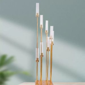 8 Головки Металлические подсвечители Candelabra Свеча Акриловые Свадебные Центры Цветочные стойки Подсвечник Подсвечник Канделябрум для домашнего декора SENYU444