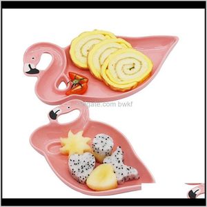 Articoli decorativi Decorazioni per la casa Giardino3D Flamingo Set di piatti in ceramica rosa Piatti Piatti decorativi Snack Frutta Dessert Cibo Cena Stoviglie