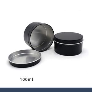 100ml Black Aluminum Candle Food Packaging Box Cosmetic Lotion Jar Empty Cream Container Tin with Screw Thread Lid