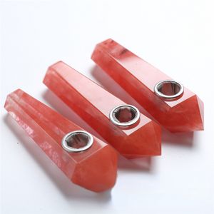 Roter Brokat fügt sechseckigen Schmelzstein hinzu, spezieller Pfeifen-Modestil mit Filterkristall, Direktverkauf ab Werk