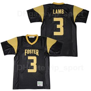 High School Football 3 Ceedee Lamb Foster Falcons Trikot Sport Team Farbe Schwarz Stickerei und Ed Atmungsaktive reine Baumwolle Top-Qualität im Angebot