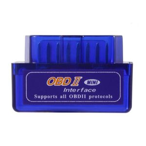 Lettori di codici Strumenti di scansione Mini ELM327 OBD2 II Strumento per scanner di interfaccia diagnostica per auto compatibile con Bluetooth senza fili ABS portatile blu Pla