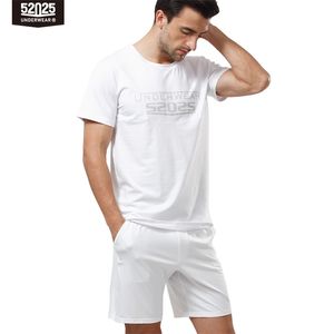 52025 Men Pajama Set Cotton Modal Short Sleeve Sleepwear Comfortable Summer Lounge Pajamas Men Pyjama Set Home Clothes Nightwear 210812