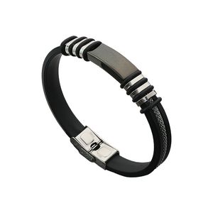 Homem não falsa nova moda quente encantos encantos braceletes adultos fêmea masculino negro homens ajustávelwrap silicone esporte pulseira de aço inoxidável punhos para homens mulheres