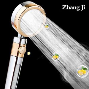 Zhangji Lemon Aroma Shower Head With Water Stop Button Can Double Purify Water Quality High Pressure Water Saving Skin Care H1209