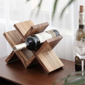 Tabletop Wine Racks Nordic Lattice Wood Storage Holder Decorative Wooden Bottle Rest Rack Bar Accessories Ornament Handicraft Furnishing