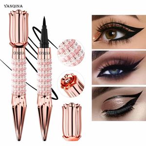 Yanqina Queen's Sceptre Gold Rose Liquid Eyeliner Pen Jet Black Eye Liner Waterproof Sweatproof Anti-Blooming 24H Long lasting Quick Dry Coloris Eyes Makeup