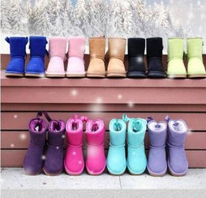 kids Bailey 2 Bows Boots Genuine Leather toddlers Snow Boots Solid Botas De nieve Winter Girls Footwear Toddler Girls Boots 02