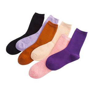 Высококачественные женские хлопчатобумажные красочные пот-абсорбирующие дышащие моды вскользь женские носки 6 пара 210720
