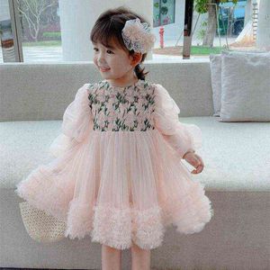 Le ragazze vestono autunno inverno abiti a rete con fiori per bambini vestiti per ragazza 3 4 7 anni bambini compleanno principessa tutu dress abbigliamento G1218