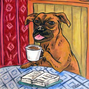 Animal Boxer The Cafe Coffee Shop Dog Oil Painting Home Wall Decor Hoge kwaliteit handgeschilderd of HD Print Art op Canvas Pictures, F210412