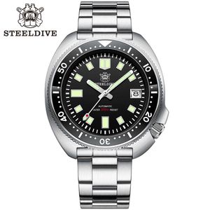 Steeldive SD1970 White Date Background 200M Wateproof NH35 6105 Turtle Automatic Dive Diver Watch 210728