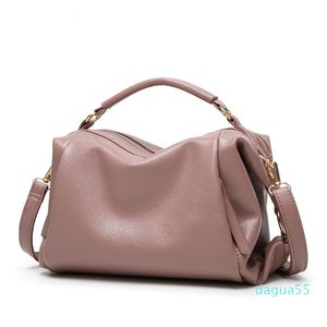 Elegant Boston Shoulder Bags för Kvinnor Lyxig designer Handväskor Läder Kvinna Stor Crossbody Messenger Bag Bolso Mujer Q1129